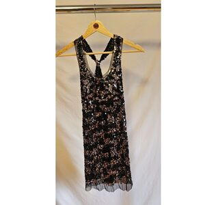 Wildcat Black and Silver Sequin Racerback Tank Juniors Size Large